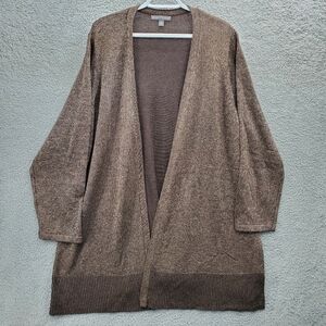 Jessica London Cardigan Sweater Metallic Shimmer Open Knit Plus Size 22/24